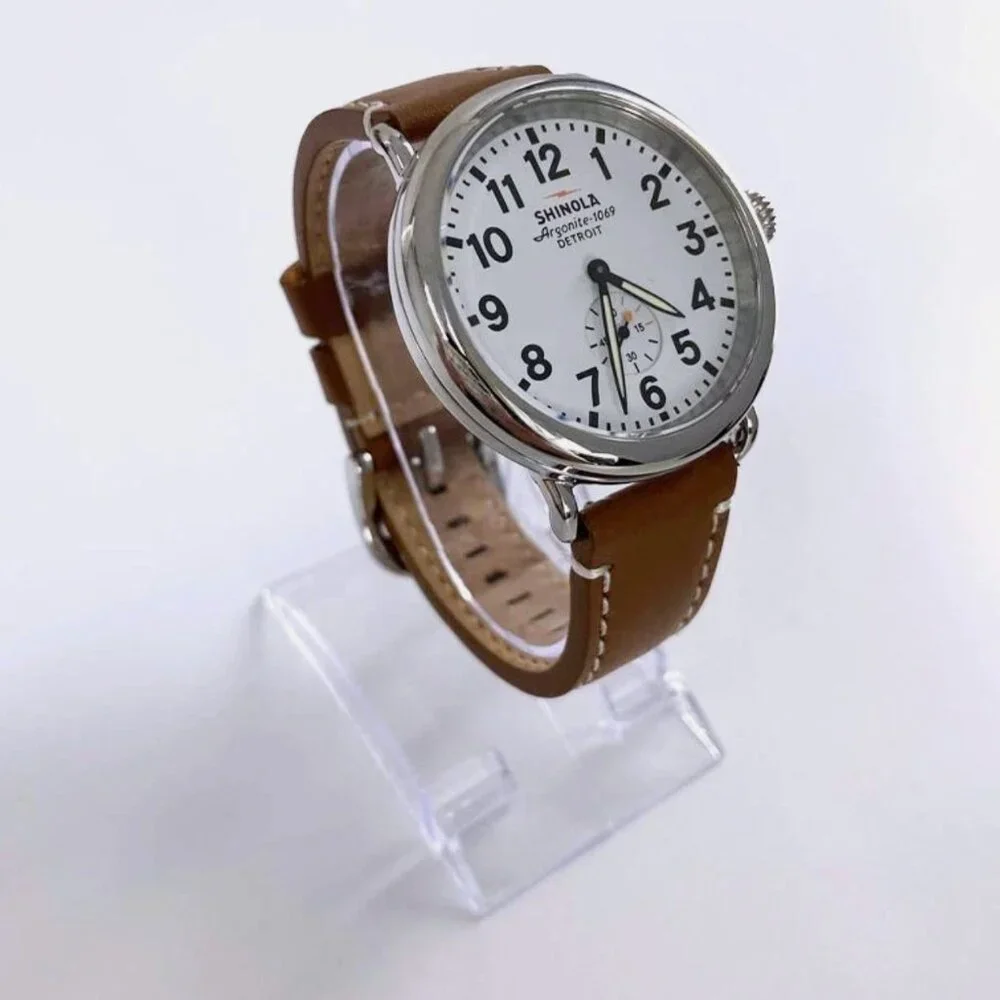 Classic Shinola Runwell White Dial With Brown Leather Men Women New Watch 41mm
